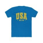 Patriotic USA EST. 1776 T-Shirt – Vintage Collegiate Style Graphic – Heritage Pride Tee – Unisex Tee Shirt Premium Fitted 100% Cotton Tee - Image 5