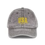 USA EST. 1776 Patriotic Embroidered Hat – Vintage Collegiate Style – Distressed Charcoal Grey Dad Cap - Image 5