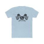Patriotic American Crossed Flags John Deere Tractor T-Shirt – Farm Life Graphic – Heather Gray Unisex Farmer Pride Tee - Unisex Tee Shirt Premium Fitted 100% Cotton Tee - Image 5