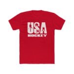 USA Hockey Shirt - Patriotic Team USA Ice Hockey Graphic Tee, American Flag Sports Apparel, Men's and Women's Athletic T-Shirt, Hockey Fan Gift– Unisex Tee Shirt Premium Fitted 100% Cotton Tee - Image 7