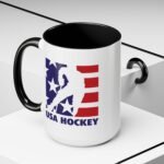 Large 15oz -USA Hockey Mug - Patriotic American Flag Sports Coffee Cup, Team USA Ice Hockey Action Graphic, 15oz Two-Tone Ceramic Mug for Coaches and FansTwo-Tone Ceramic Cup, Humorous Gift Mug - Image 6
