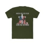"Stand for the Flag, Kneel for the Cross" Patriotic T-Shirt – American Flag & Wooden Cross Graphic –  Faith-Based Tee – Unisex Tee Shirt Premium Fitted 100% Cotton Tee - Image 2