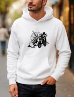Premium Hoodie Motorcycle Explorer Adventure Hoodie – Compass & Mountain Graphic Pullover – Dual-Sport Heritage Hoodie Hooded Sweatshirt