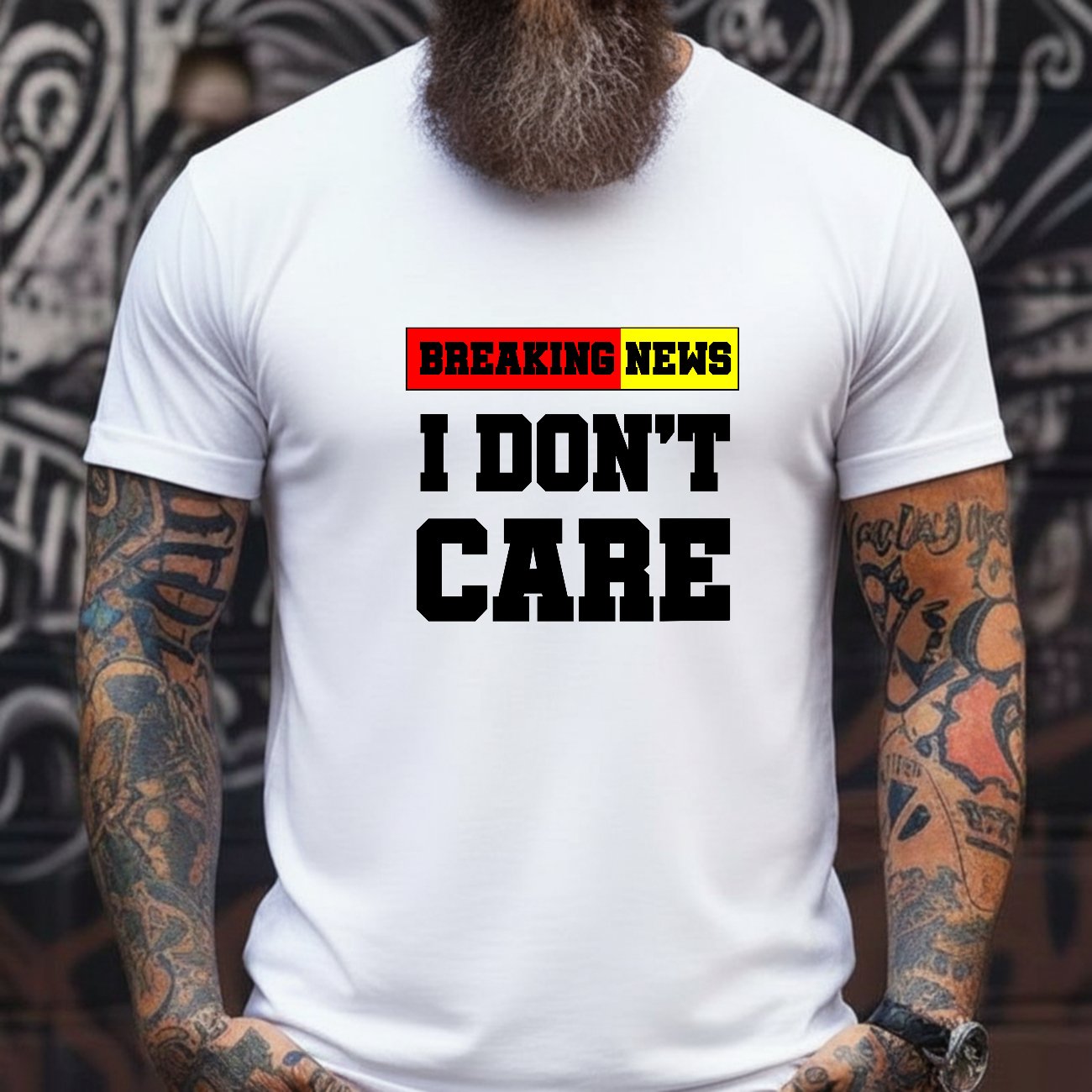 Mockup 76 Breaking News I Don't Care Shirt - Funny Sarcastic News T-Shirt, Y2K Aesthetic Graphic Tee, Humorous Attitude Top, Minimalist Streetwear Slogan Tee Shirt Premium Fitted 100% Cotton Tee - Image 1
