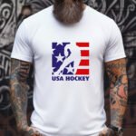 USA Hockey Silhouette T-Shirt - American Flag Sports Graphic Tee, Patriotic Hockey Player Shirt Team USA Inspired Ice Hockey Apparel, Gift for Hockey Fans Premium Fitted 100% Cotton...