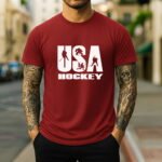 USA Hockey Shirt - Patriotic Team USA Ice Hockey Graphic Tee, American Flag Sports Apparel, Men's and Women's Athletic T-Shirt, Hockey Fan Gift– Unisex Tee Shirt Premium Fitted 100% Cotton Tee