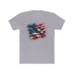 Watercolor American Flag T-Shirt - Artistic USA Flag Splatter Graphic Tee - Patriotic Red White and Blue Pride Shirt - Fourth of July Watercolor Gift Tee Premium Fitted 100% Cotton Tee - Image 2