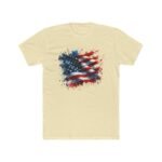 Watercolor American Flag T-Shirt - Artistic USA Flag Splatter Graphic Tee - Patriotic Red White and Blue Pride Shirt - Fourth of July Watercolor Gift Tee Premium Fitted 100% Cotton Tee - Image 5