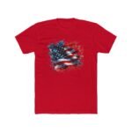 Watercolor American Flag T-Shirt - Artistic USA Flag Splatter Graphic Tee - Patriotic Red White and Blue Pride Shirt - Fourth of July Watercolor Gift Tee Premium Fitted 100% Cotton Tee - Image 7