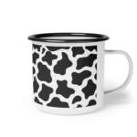 12oz Cow Print Enamel Mug - Black and White Spotted Pattern Campfire Cup, Rustic Farmhouse Decor Coffee Mug, Lightweight Outdoor Adventure & Camping Tin Mug, Gift for Cow Lovers Mug - Image 3