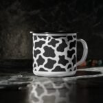 12oz Cow Print Enamel Mug - Black and White Spotted Pattern Campfire Cup, Rustic Farmhouse Decor Coffee Mug, Lightweight Outdoor Adventure & Camping Tin Mug, Gift for Cow Lovers Mug - Image 4