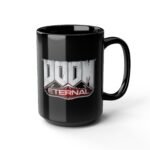 15oz DOOM Eternal Mug - Rip and Tear Ceramic Coffee Cup - Bethesda Gaming Gift - Slayer Logo Battle Station Drinkware