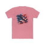 Watercolor American Flag T-Shirt - Artistic USA Flag Splatter Graphic Tee - Patriotic Red White and Blue Pride Shirt - Fourth of July Watercolor Gift Tee Premium Fitted 100% Cotton Tee - Image 6