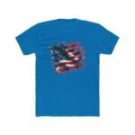 Watercolor American Flag T-Shirt - Artistic USA Flag Splatter Graphic Tee - Patriotic Red White and Blue Pride Shirt - Fourth of July Watercolor Gift Tee Premium Fitted 100% Cotton Tee - Image 4