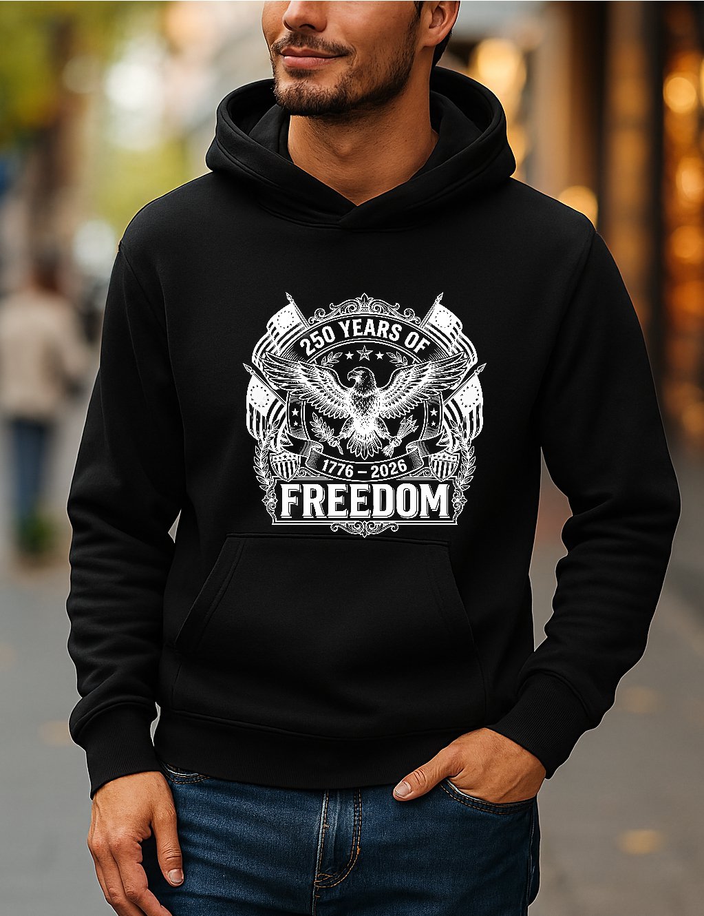 Hoodie_08 USA 250th Anniversary Shirt - 250 Years of Freedom 1776-2026 Hoodie - Patriotic Eagle Graphic Tee - American Gift– Dual-Sport Heritage Hooded Sweatshirt - Image 1