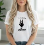 Funny Cat T-Shirt - I'm Not Falling I'm Practicing My Freedom Graphic Tee, Humorous Sarcastic Black Cat Shirt, Relatable Pet Lover Giftl Tee Shirt Premium Fitted 100% Cotton Tee