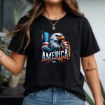 Bold America Eagle T-Shirt - Patriotic USA Flag Graphic Tee - Fourth of July American Pride Shirt - Bald Eagle Independence Day Gift Unisex Tee Shirt Premium Fitted 100% Cotton