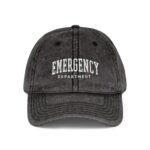 Emergency Department Embroidered Dad Hat - Vintage Washed Denim Baseball Cap - ER Nurse Doctor Gift - Medical Professional Hat - Trauma Staff Gear – Distressed Charcoal Grey Wizard Hat Cap