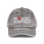 Emergency Department Embroidered Dad Hat – ER Nurse & Doctor Vintage Washed Cotton Cap – Distressed Charcoal Grey Wizard Hat Cap - Image 5