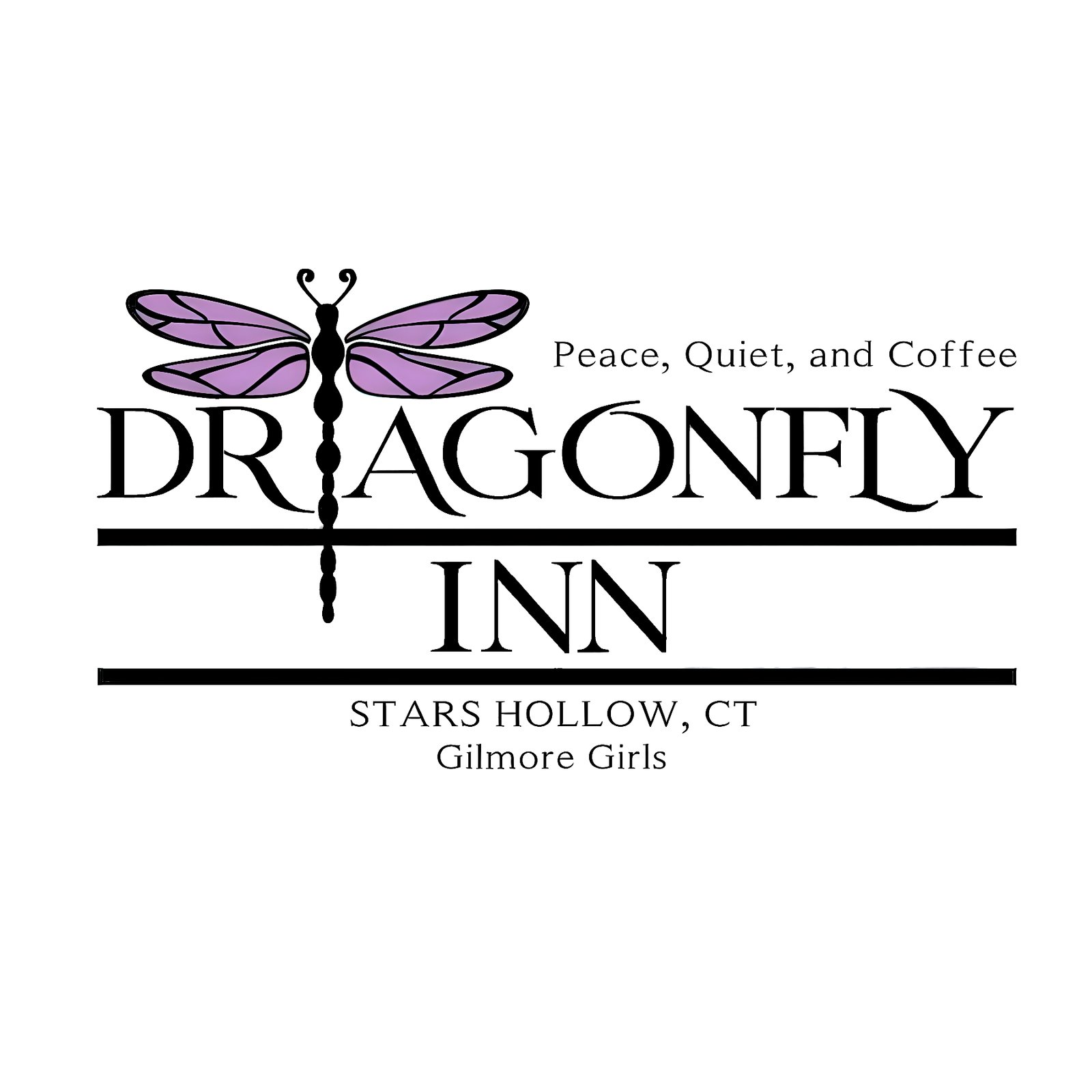 Dragonfly INN 02 Dragonfly Inn SVG PNG - Stars Hollow CT Digital Download - Peace Quiet and Coffee Fan Art - Stars Hollow Connecticut Sublimation File - Gilmore Inspired Gift Design for Cricut – Instant Digital Download - Image 1
