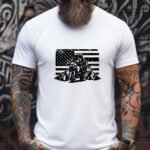 American Adventure Touring T-Shirt - Motorcycle Couple US Flag Graphic Tee - Dual Sport Adventure Bike Mountain Rider Shirt Apparel Shirt Premium Fitted 100% Cotton Tee