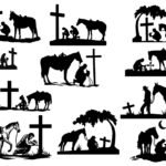 The Cowboy’s Prayer Silhouette Decal Set – 11 Unique Vinyl Graphics – Patriotic & Faith-Based Western PNG SVG files • Digital Download for Cricut & Sublimation  – Instant Digital Download