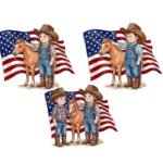 3 x Cowboy nursing Western Kids Patriotic Bundle SVG PNG - Little Cowboy & Cowgirl with Horse - American Flag Country Clipart - 4th of July Sublimation Design for Cricut & Sublimation – Instant Digital Download