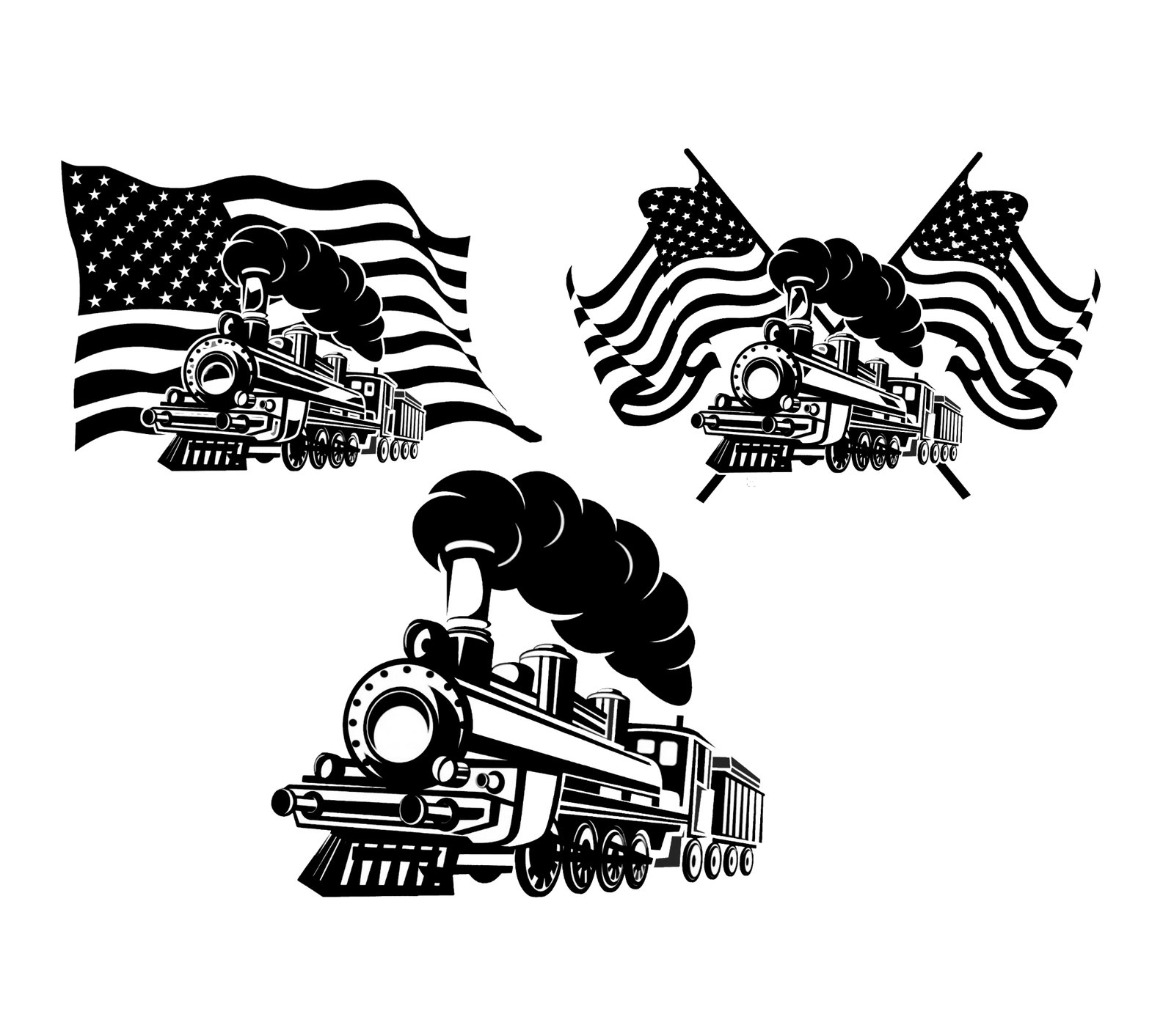 train1 American Train Steam Engine SVG Bundle | Vintage Locomotive PNG Patriotic Train Cut Files for Cricut, US Flag Steam Train Vector, Railfan DIY Gift Designs – Instant Digital Download - Image 1