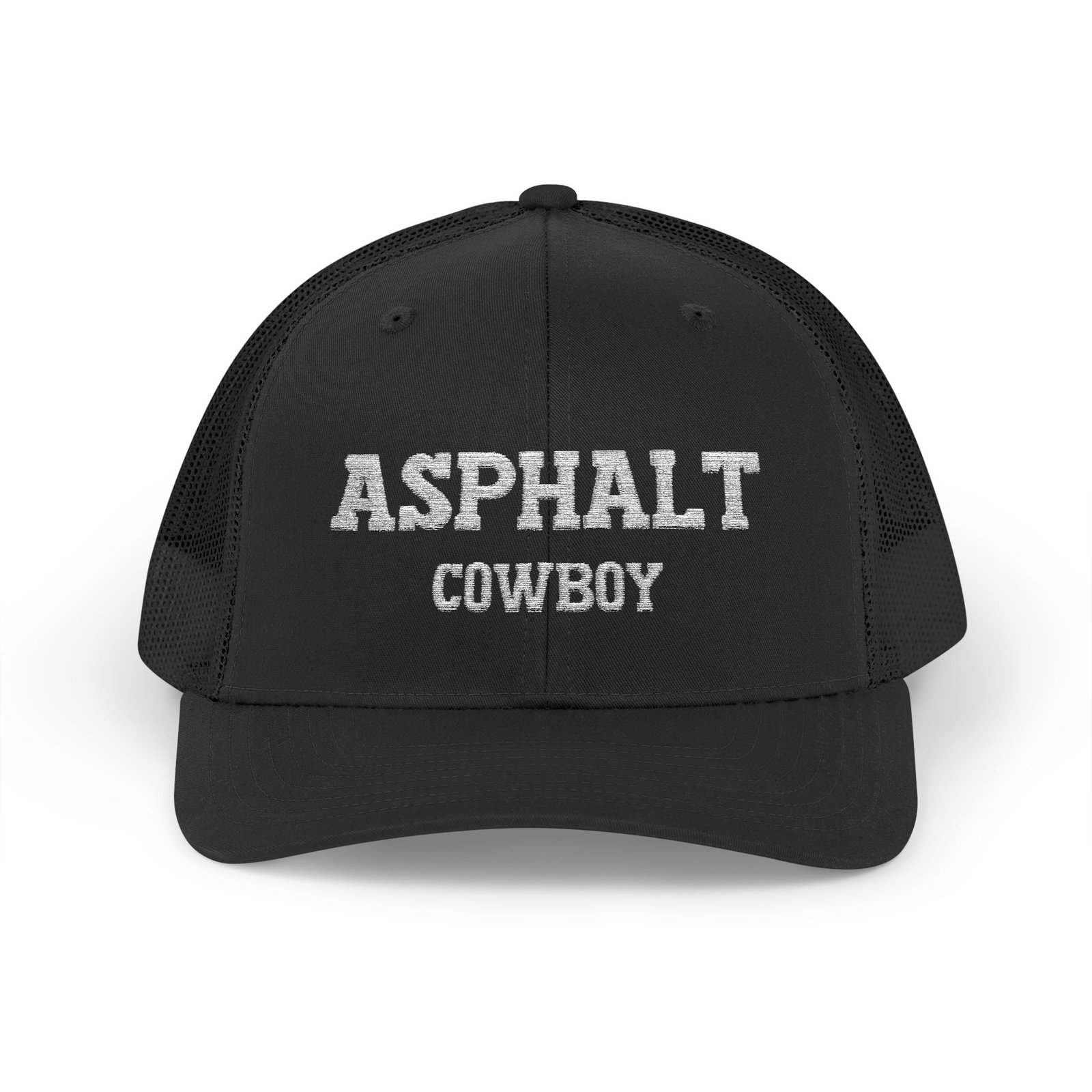 10020552113188527231_2048.jpeg Asphalt Cowboy Embroidered Trucker Hat | Premium Yupoong Snapback | Trucker Driver Cap | Funny Road Hat | Biker Cowboy Gift Hat Trucker Yupoong 6606 Premium Cap Snapback - Image 1