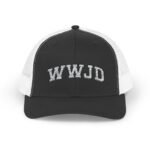WWJD Embroidered Trucker Hat | Premium Yupoong Snapback |  Christian Faith Cap | Religious Gift | What Would Jesus Do Hat Trucker Yupoong 6606 Premium Cap Snapback - Image 7