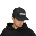 WWJD Embroidered Trucker Hat | Premium Yupoong Snapback |  Christian Faith Cap | Religious Gift | What Would Jesus Do Hat Trucker Yupoong 6606 Premium Cap Snapback - Image 4