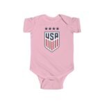 USA Soccer Shield Baby Bodysuit - Patriotic 4 Star Infant One-Piece - United States Athletic Crest Romper - Red White and Blue Newborn Sports Fan Gift - Image 4