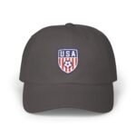 USA Soccer Crest Embroidered Hat - Patriotic American Football Shield Dad Cap - United States Soccer Fan Baseball Hat - Red White and Blue Sports Unisex Black Baseball Hat – Gift for Him or Her - Image 6