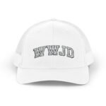 WWJD Embroidered Trucker Hat | Premium Yupoong Snapback |  Christian Faith Cap | Religious Gift | What Would Jesus Do Hat Trucker Yupoong 6606 Premium Cap Snapback - Image 6