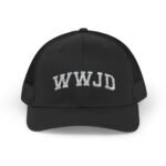 WWJD Embroidered Trucker Hat | Premium Yupoong Snapback |  Christian Faith Cap | Religious Gift | What Would Jesus Do Hat Trucker Yupoong 6606 Premium Cap Snapback