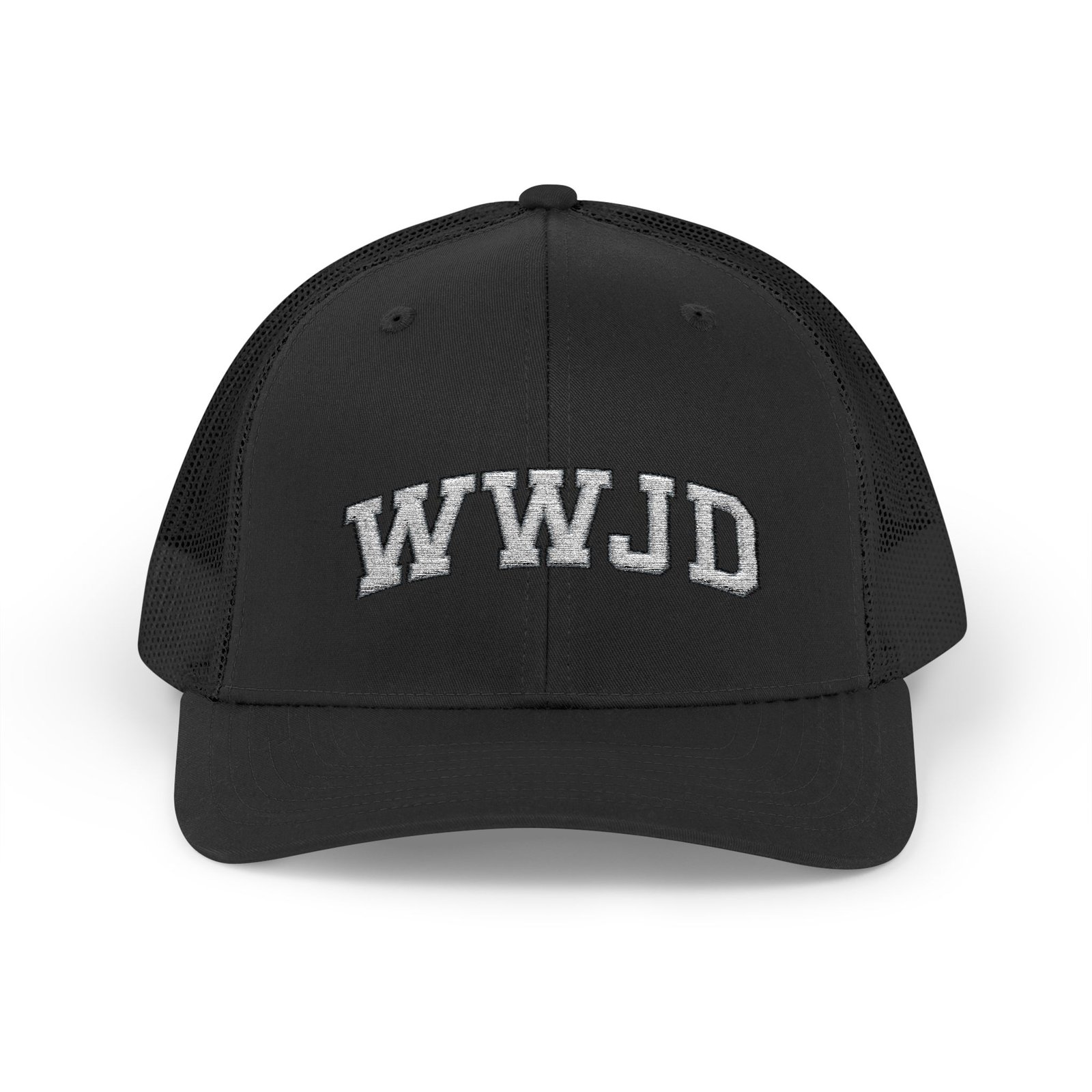 17599374358440026787_2048-1.jpeg WWJD Embroidered Trucker Hat | Premium Yupoong Snapback | Christian Faith Cap | Religious Gift | What Would Jesus Do Hat Trucker Yupoong 6606 Premium Cap Snapback - Image 1