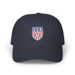 USA Soccer Crest Embroidered Hat - Patriotic American Football Shield Dad Cap - United States Soccer Fan Baseball Hat - Red White and Blue Sports Unisex Black Baseball Hat – Gift for Him or Her - Image 5