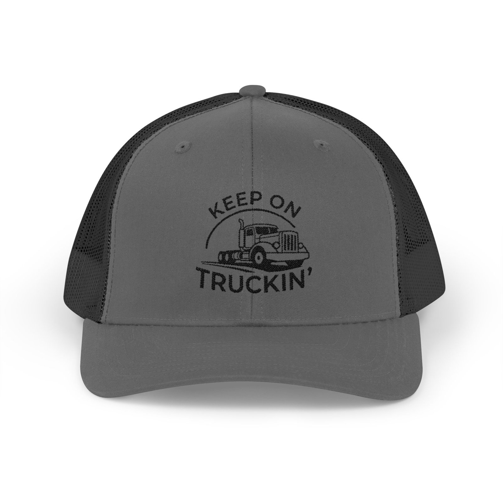 508261318171024328_2048.jpeg Keep On Truckin' Hat - Custom Trucker Cap for Men - Embroidered Semi Truck Dad Hat - Patriotic Gift for Truck Driver - Adjustable Mesh Back Baseball Cap Trucker Yupoong 6606 Premium Cap Snapback - Image 1