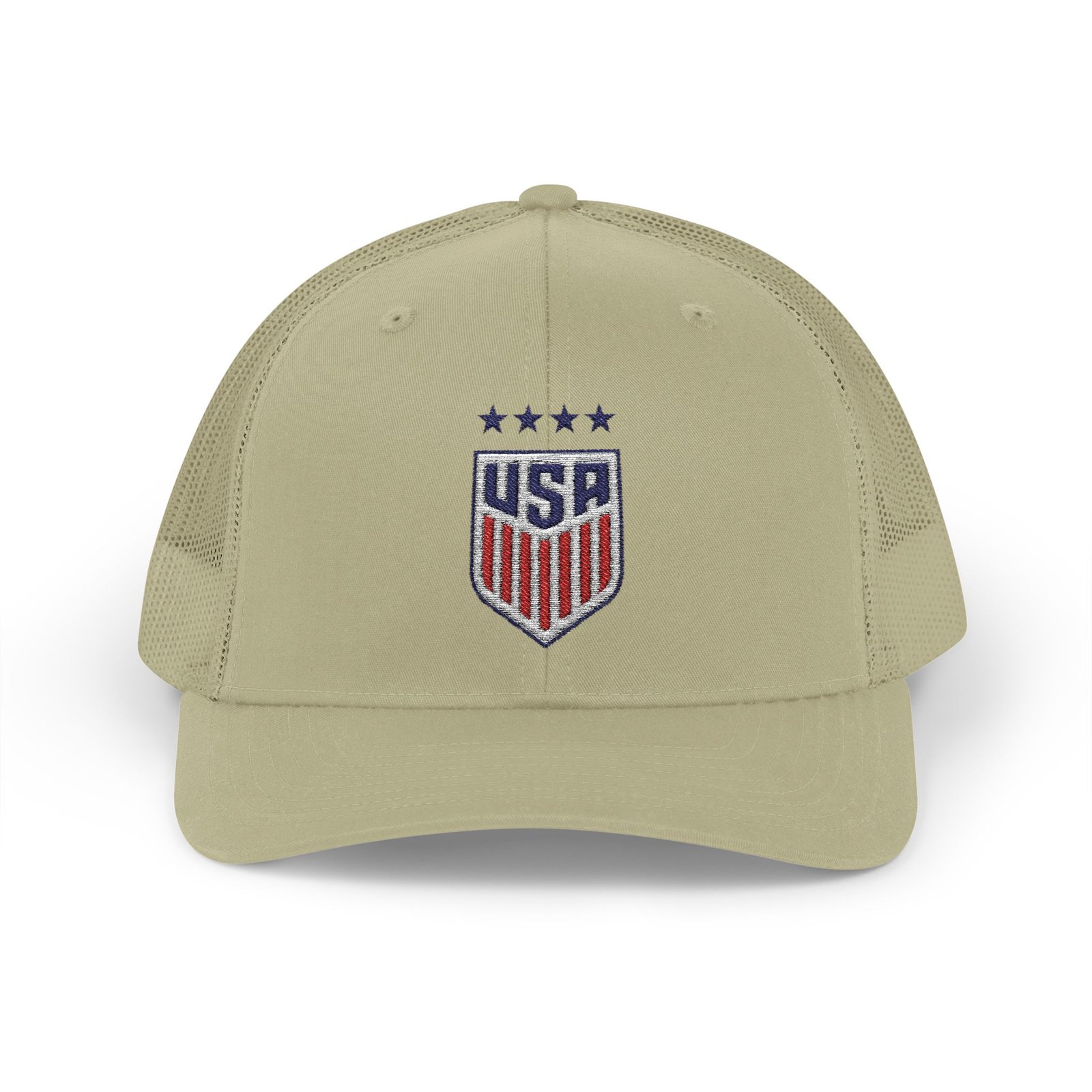 9096640940151692887_2048-1.jpeg USA Soccer Hat Embroidered Snapback Trucker Cap High Quality Soccer Fan Gift USA Shield Trucker Yupoong 6606 Premium Cap Snapback - Image 1