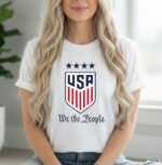 We the People Patriotic T-Shirt - USA 4 Star Shield Graphic Tee - United States Crest Shirt - American Pride 1776 Historic Slogan Gift Shirt Apparel Shirt Premium Fitted 100% Cotton