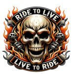 Ride to Live SVG PNG - Biker Skull with Flames Design - Live to Ride Motorcycle Clipart - Badass Biker Sublimation - Digital Download for Men's Tees - Cricut & Silhouette Instant Download