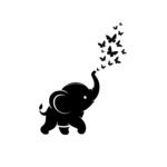 Baby Elephant SVG PNG - Elephant with Butterflies Clipart - Cute Safari Animal Vector - Nursery Wall Art Design - Sublimation File for Kids Apparel Vinyl Cut File Instant Digital Download