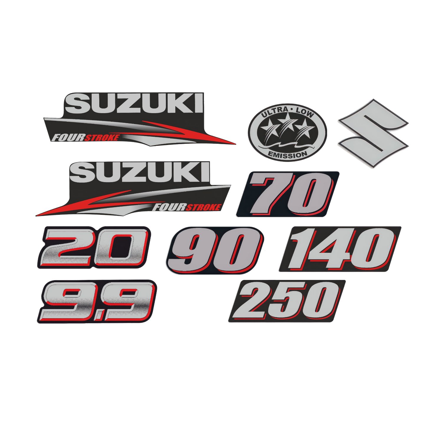 w 10 x Suzuki Outboard Decal PNG Bundle Files - Boat Motor Replacement Graphics - 9.9 20 70 90 140 250 HP Vector - Marine Engine Four Stroke Stickers - Nautical Restoration Files - Boat Vinyl Cut File Instant Digital Download - Image 1
