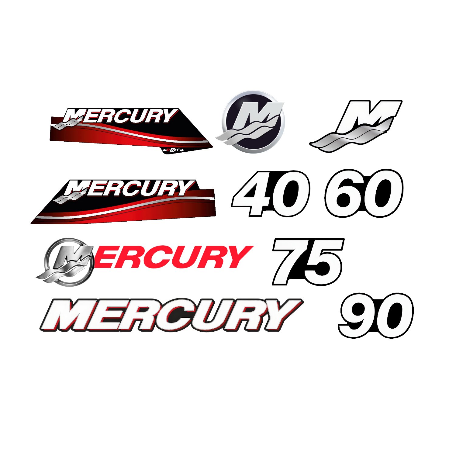 w 12 x Mercury Marine Outboard Decal SVG PNG Bundle - Boat Motor Replacement Graphics - 40 60 75 90 HP Vector - Marine Engine Stickers - Nautical Restoration - Boat Vinyl Cut File Instant Digital Download - Image 1
