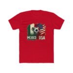 Mexico vs USA Soccer T-Shirt, International Friendly Match Tee, Soccer Fan Apparel, USA Mexico Flags Graphic Shirt, Futbol Lover Gift Premium Fitted 100% Cotton - Image 7