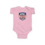 USA Soccer Shield Baby Bodysuit - Patriotic 4 Star Infant One-Piece - United States Athletic Crest Romper - Red White and Blue Newborn Sports Fan Gift - Image 4