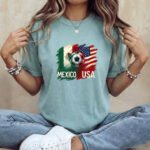 Mexico vs USA Soccer T-Shirt, International Friendly Match Tee, Soccer Fan Apparel, USA Mexico Flags Graphic Shirt, Futbol Lover Gift Premium Fitted 100% Cotton