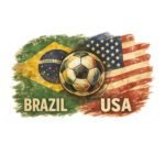 Brazil vs USA Soccer SVG PNG - International Soccer Rivalry Clipart - Brazil and USA Flag Sports Design - Soccer Ball Sublimation Vinyl Cut File Instant Digital Download