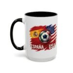 15pz España vs USA Soccer Mug, Spain United States Football Rivalry Cup, Two-Tone Ceramic Coffee Mug, International Soccer Fan Gift Cup - Image 3