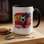 15pz España vs USA Soccer Mug, Spain United States Football Rivalry Cup, Two-Tone Ceramic Coffee Mug, International Soccer Fan Gift Cup - Image 6